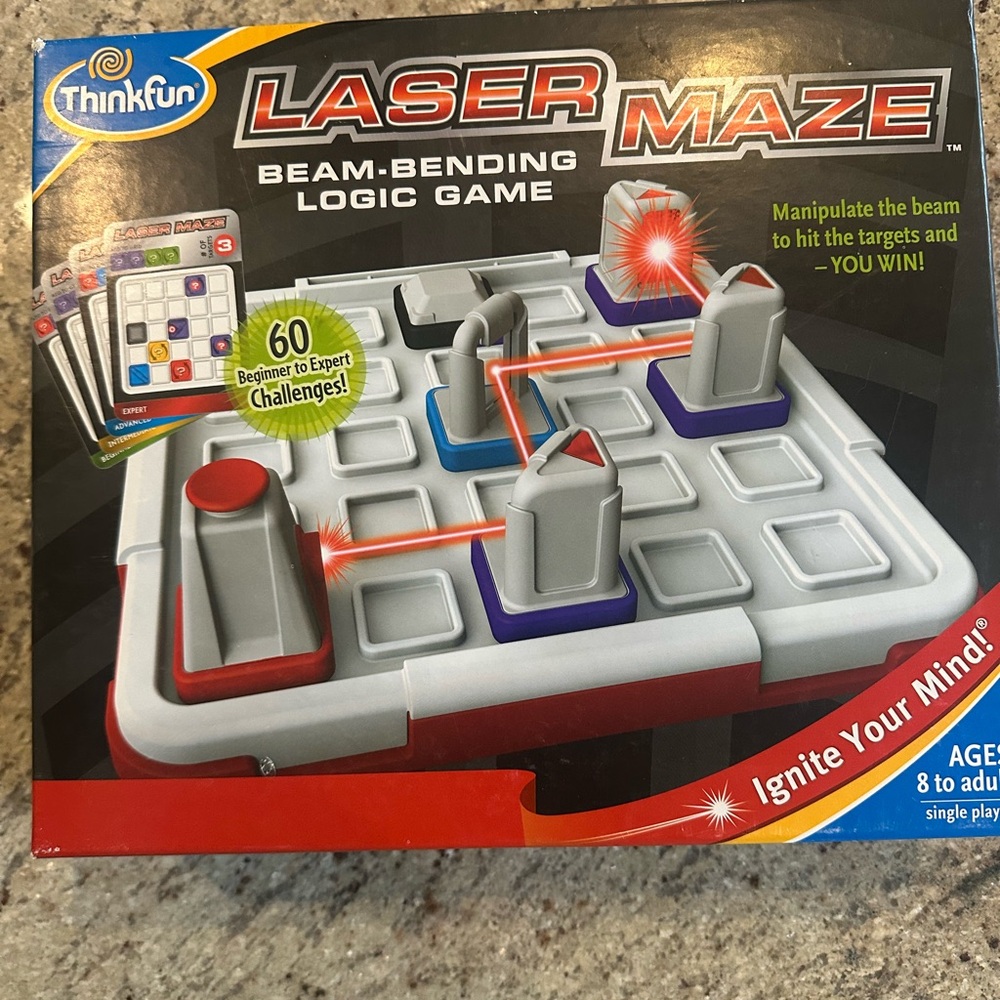 Think! Laser Maze Beam-Bending Logic Game - Red and Gray